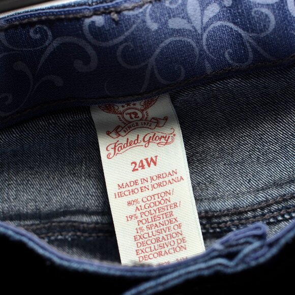 Plus Size 24W Faded Glory Super Dark Wash Denim Relaxed Fit Capri Jeans - Picture 4 of 10